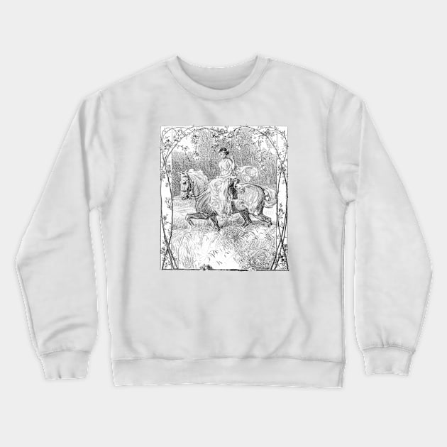 HORSEBACK RIDING GIRL Crewneck Sweatshirt by Biophilia